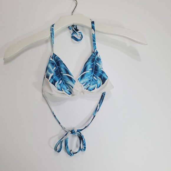 PILYQ Womens Wailea Kai Twist Halter Top Small Palm Leaf Stretchy Beach Coastal - Picture 8 of 10